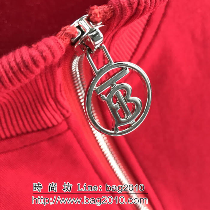BURBERRY巴寶莉 19早春 新年紅 限量款全新“TB”LOGO標識套裝 訂制“TB”五金拉鏈頭 毛圈衛衣面料 高版本男女同款 ydi2631